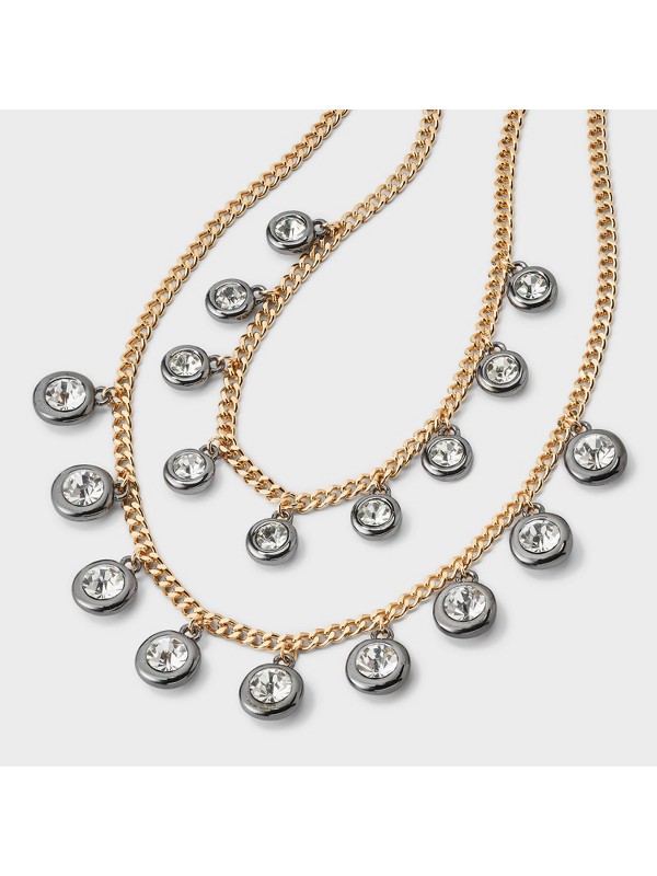 Layered Stones Necklace — Mixed metal