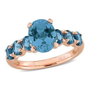 EVERLY JEWELRY | Rose Plated Sterling Silver 4 CT TGW London Blue Topaz Fashion Ring - 1 of 4