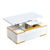 Homy Casa Multi-Functional Lift-Top Coffee Table with 4 Storage Ottomans, White & Orange Finish – Modern Space-Saving Living Room Set - 4 of 4