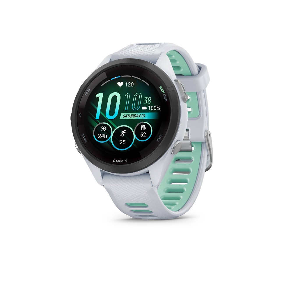 Garmin Forerunner 265S Black Bezel with Whitestone Case and Whitestone/Neo Tropic Silicone Band