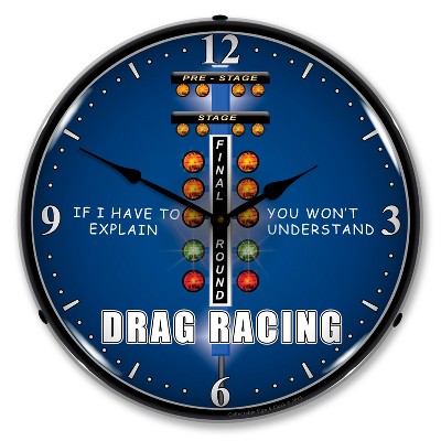 Collectable Sign & Clock | Drag Race LED Wall Clock Retro/Vintage, Lighted