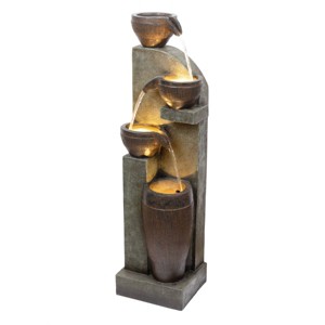 Alpine Corporation 40" 4-Tier Cascading Pot and Bowl Fountain: Polyresin, LED Lit, Indoor/Outdoor Use - 1 of 4