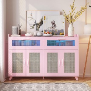 Sideboard Buffet Cabinet with Power Outlet & LED Light - 1 of 4