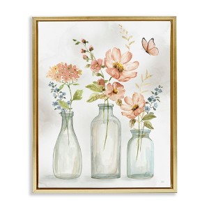 Stupell Industries Butterfly & Pink Florals, 17" x 21" - 1 of 4