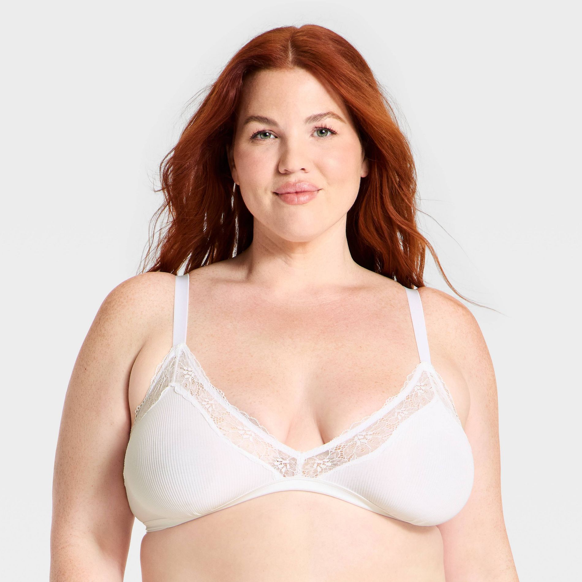 Women's Sheer Rib Traingle Bralette - Auden™ White XXL
