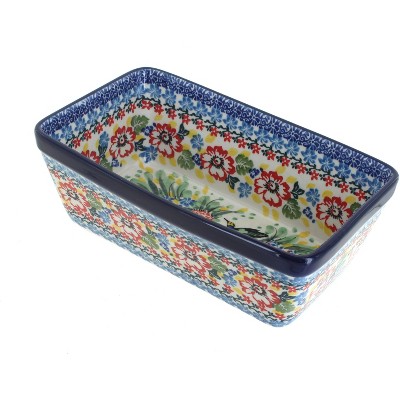 Blue Rose Polish Pottery 603 Ceramika Artystyczna Loaf Baker