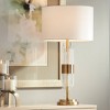 Possini Euro Design Aloise Modern Mid Century Table Lamp 27 1/2" Tall Brass Clear Glass Tube White Drum Shade for Bedroom Living Room Bedside Office - 2 of 4