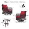 3-Piece Outdoor Wicker Patio Bistro Set w/ 2 360-Degree Swivel Rocking Chairs & Tempered Glass Top Side Table, 360° Swivel Patio Set for Backyard - 2 of 4