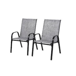 2 Piece Patio Chairs, Outdoor Camping Chairs with Breathable Textilene Fabric,  Patio Pool Beach Yard - 1 of 4