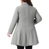 Agnes Orinda Women's Plus Size Trench Notch Lapel Double Breasted A Line Pockets Pea Coats - 4 of 4
