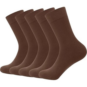 SERISIMPLE Men Bamboo Viscose Thin Ribbed Knit Silky Soft Lightweight Business Dress Crew Socks White Large 5 Pairs - 1 of 4