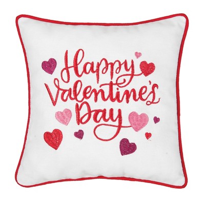 C&F Home Happy Valentine's Day Heart Embroidered Saying Decorative Accent Pillow