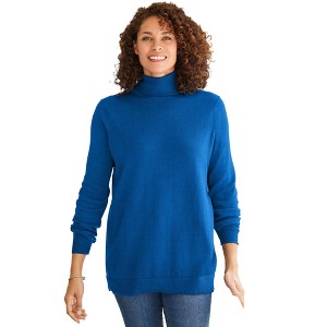 Woman Within Plus Size Perfect Long Sleeve Turtleneck Sweater - 1 of 4