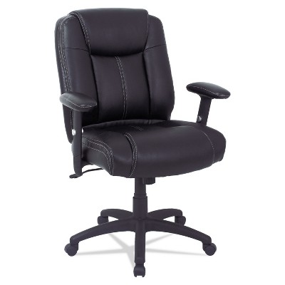 Alera CC Series Executive Mid-Back Leather Chair w/Adj Arms Black CC4219