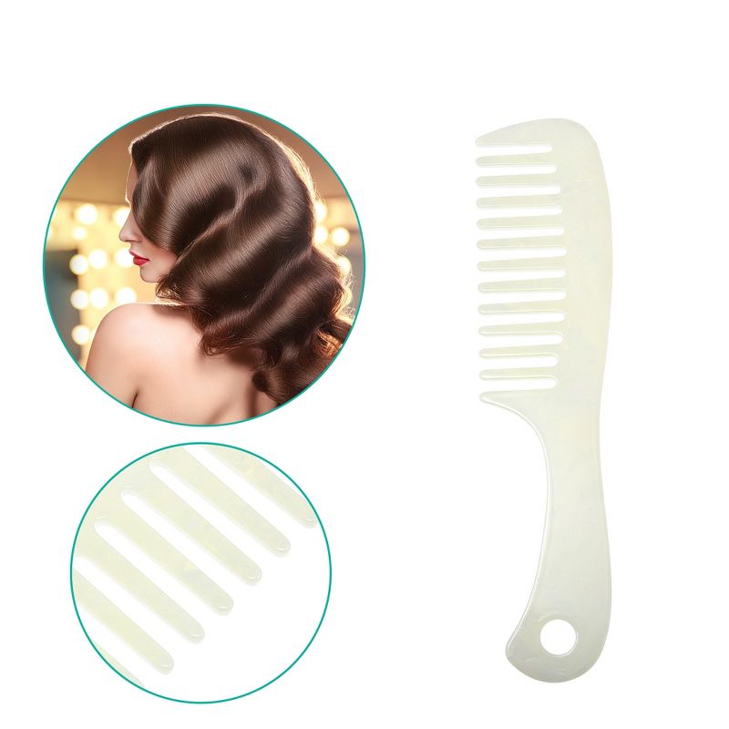Unique Bargains Anti-Static Hair Comb Wide Tooth Hair Supplies Detangling Comb For Wet and Dry White 1 Pc, 2 of 7