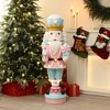 LuxenHome Lighted Nutcracker Pink Soldier with Cake, Battery Operated Holiday Decoration - 2 of 4