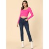 INSPIRE CHIC Women's Criss Cross Long Sleeve Scoop Neck Tie Back Crop Top - 3 of 4