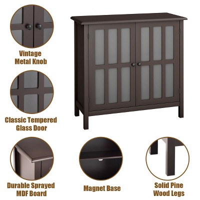 Elegant Modern Brown MDF and Glass Sideboard Storage Cabinet