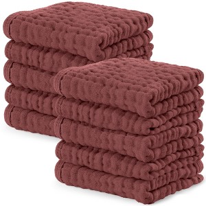 Baby Washcloths Muslin Cotton, Large 10”x10” by Comfy Cubs - 1 of 4