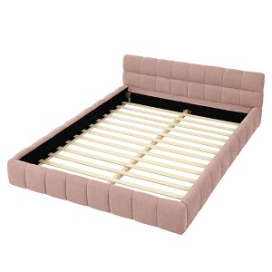 TiramisuBest Twin Size Bed Frame with Side Bookshelves, Two Drawers, and Built-in USB Port, Natural Color - 1 of 4