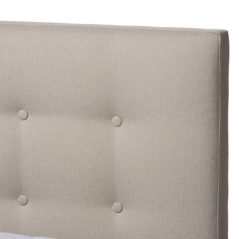 King Alinia Mid Century Retro Modern Fabric Upholstered Walnut Wood Platform Bed - Baxton Studio, 5 of 10