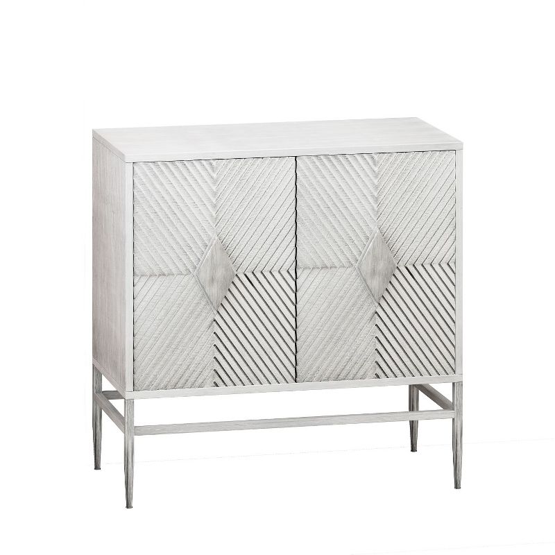 Cierra Decorative Storage Cabinets With 4 Doors,Modern 4 Diamond Doors Wooden Cabinet With Adjustable Shelves-Maison Boucle, 3 of 10