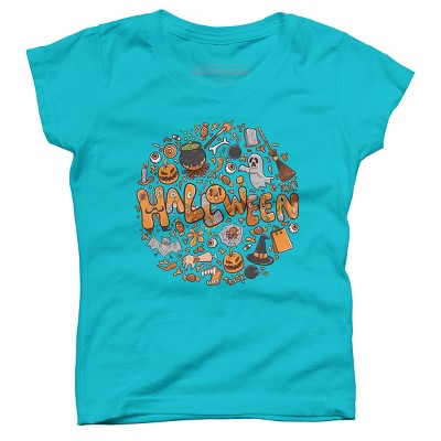 Girl's Design By Humans happy halloween greeting holiday illustration By ghinan T-Shirt