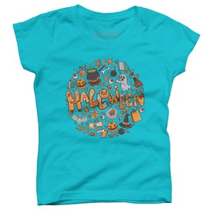 Girl's Design By Humans happy halloween greeting holiday illustration By ghinan T-Shirt - 1 of 2