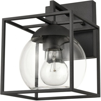 Charcoal Black Steel and Glass Outdoor Wall Sconce