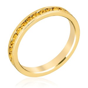 Slickblue Women's 18K Gold Eternity Band Ring, 3mm Width, Round Swarovski Crystals, Sizes 5 to 10 - 1 of 4