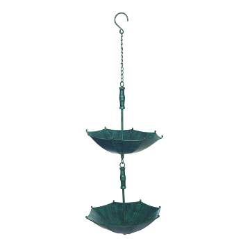 Transpac Metal 29.75 in. Blue Spring Patina Umbrella Hanging Bird Feeder