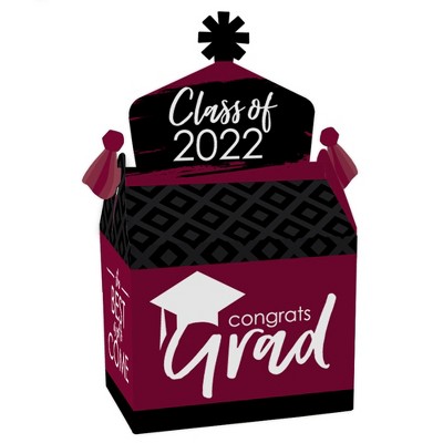 Big Dot of Happiness Maroon Grad - Best is Yet to Come - Treat Box Party Favors - 2022 Burgundy Graduation Party Goodie Gable Boxes - Set of 12
