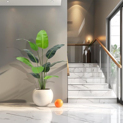 2pcs Bird of Paradise Artificial Plant, 5 Feet Faux Bird Paradise Plant Green Tropical Artificial Plants