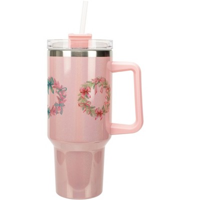 Elanze Designs Christmas Wreaths & Pretty Bows Winter Coquette 40 Oz. Stainless Steel Water Bottle Coffee Mug, Spill & Leak Resistant, Travel Tumbler
