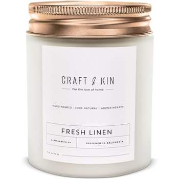 Craft & Kin Wood Wick, All-Natural Soy Aromatherapy Candle in Frosted Glass Jar 