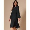 Allegra K Women's Lantern Long Sleeves Midi Autumn Winter Party Gown Dress - 4 of 4