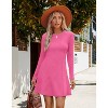 2025 Women's Long Sleeve Sweater Dress for Fall, Crew Neck Knit Midi Dress Hot Pink - 3 of 4