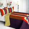 Slickblue Full/Queen 3 Pc Quilt Set, Vermicelli-Quilted TC Fabric, Machine Washable, Bedding, 3 Color Options - 4 of 4