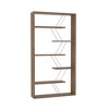 Wood Frame Etagere Open Back 6 Shelves Bookcase Industrial Bookshelf, Bookcases Large Bookshelf Organizer, Walnut/Chrome - 2 of 4