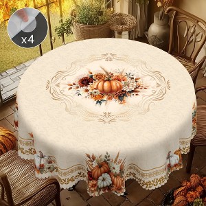 Fall Tablecloth Autumn Pumpkin and Maple Leaves Table Cover for Fall Harvest Thanksgiving Dinner Party Seasonal Home Decor - 1 of 4