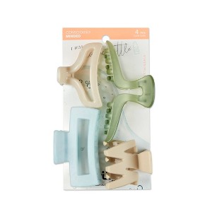 scünci Consciously Minded Recycled Claw Clips - Matte Blue/Cream/Green/Taupe - All Hair - 4pcs - 1 of 4