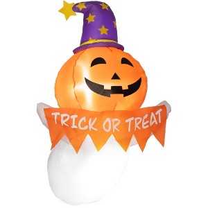 Aghana Digitals 5ft Halloween Inflatable Ghost & Pumpkin with LED Lights, Waterproof Polyester, - 1 of 4