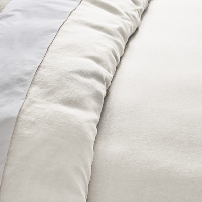 Cream Queen Size Washed Linen Duvet Cover Set