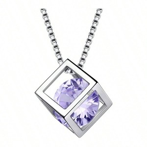 Birthstone Necklace/Earring, Cross/Cube/Moon for Women, Birthday Gift for Men - 1 of 4