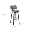HomeRoots 30" Gray And Black Faux Leather Swivel Low Back Bar Height Bar Chair - 3 of 4
