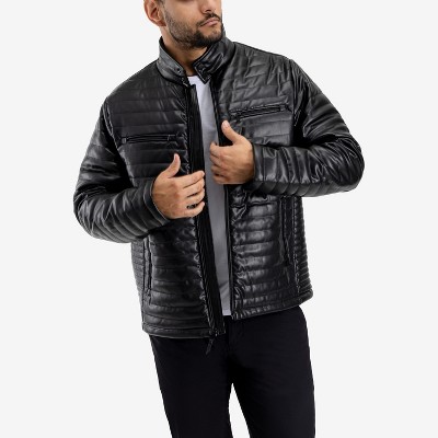 Мужские куртки X RAY Men's PU Quilted Jacket With Faux Shearling Lining in BLACK Size S — фото 4