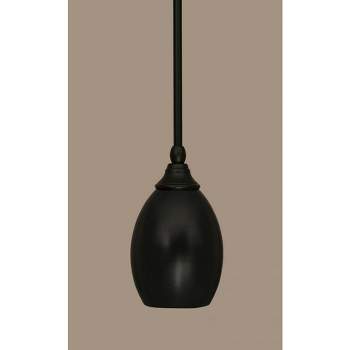 Toltec Lighting Any 1 - Light Pendant in  Matte Black with 5" Matte Black Oval Metal Shade Shade