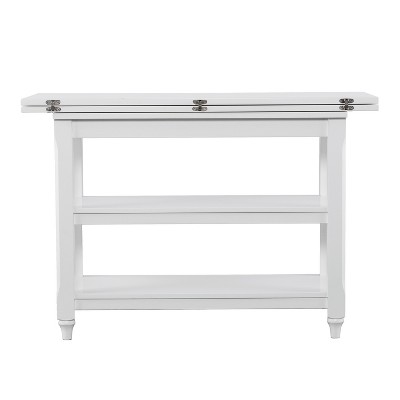 Extendable Dining Table White, Convertible Console Shelf Table