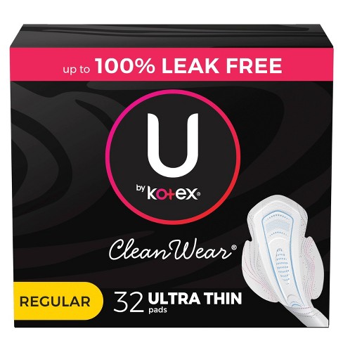 U By Kotex Cleanwear Ultra Thin Pads With Wings Regular Unscented 32ct Target