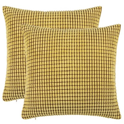 2Pcs Light Taupe Throw Pillows Covers Shells Corn Soft Corduroy Striped 26 x 26" 
